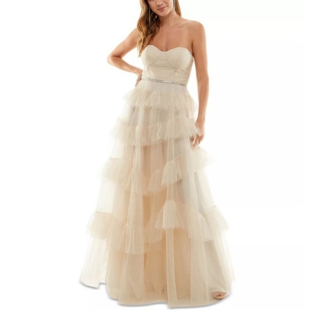 Say Yes Strapless Ruffled Tiered Gown Sizes 9 and 15
